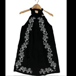 Lulus black floral halter mini dress